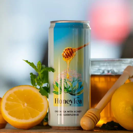 HoneyTea Green Tea with Honey and Elderflower, Can